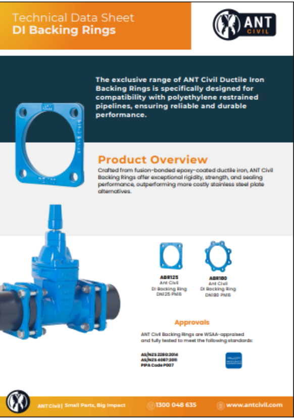 DI Backing Rings Technical Data Sheet