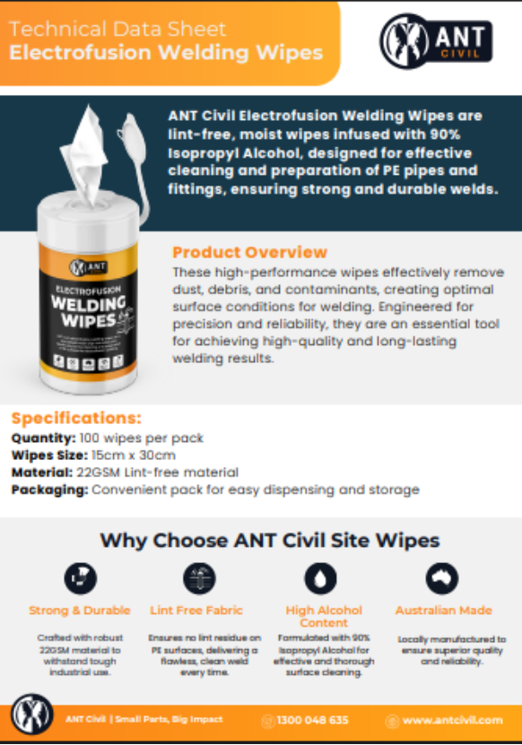 Electrofusion Welding Wipes Technical Data Sheet